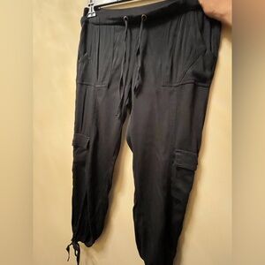 XCVI Pants. Black Cargo Pants  Lightweight; Rayon. NEW